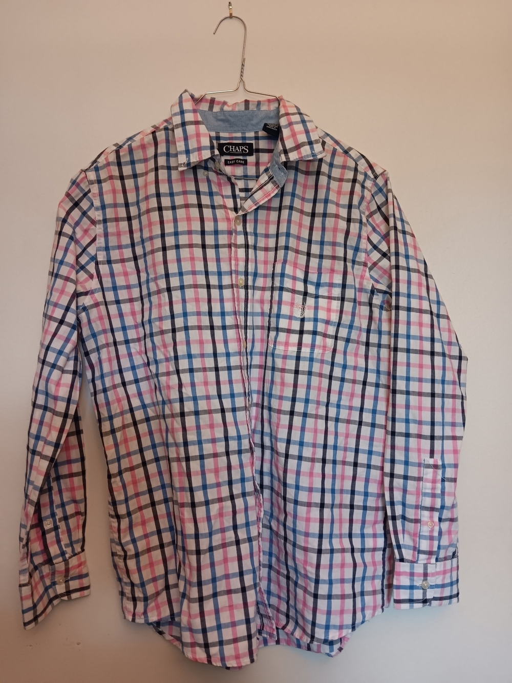 Chaps Pink Blue White Plaid Cotton Blend Button-Up Shirt (Price Is Firm)